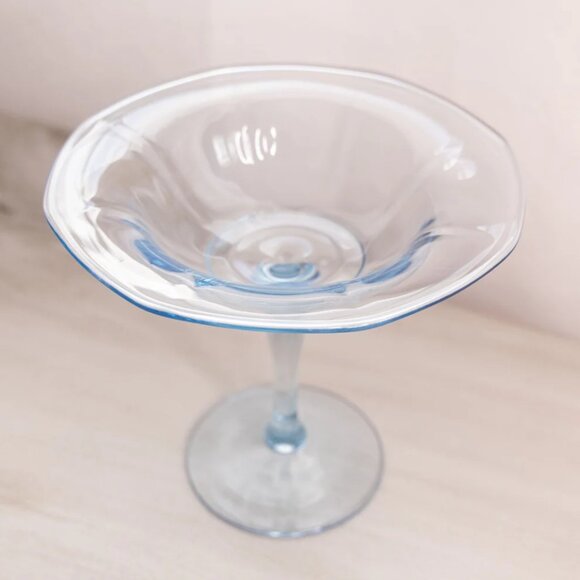Vintage Fostoria Azure Blue Glass Compote Dish Vintage Glassware - 6.5" Height - Picture 3 of 4